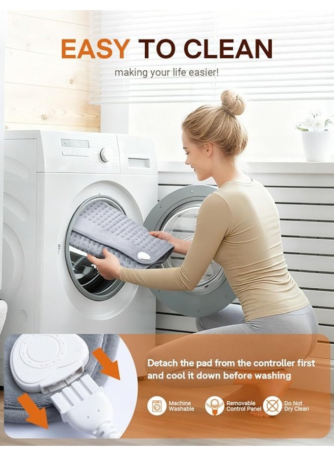 وسادة تدفئة كهربائية مقاس كبير جداً (85×45 سم) لتخفيف آلام الظهر والرقبة والأكتاف - كمادة حرارية بـ 6 مستويات حرارة وإيقاف تلقائي - مثالية لآلام الدورة الشهرية - Image 2